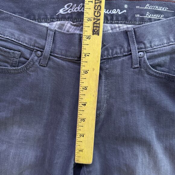 Eddie Bauer Boyfriend Relaxed Flannel-Lined Jeans Womens Size 2P Gray Outdoors - Picture 14 of 16
